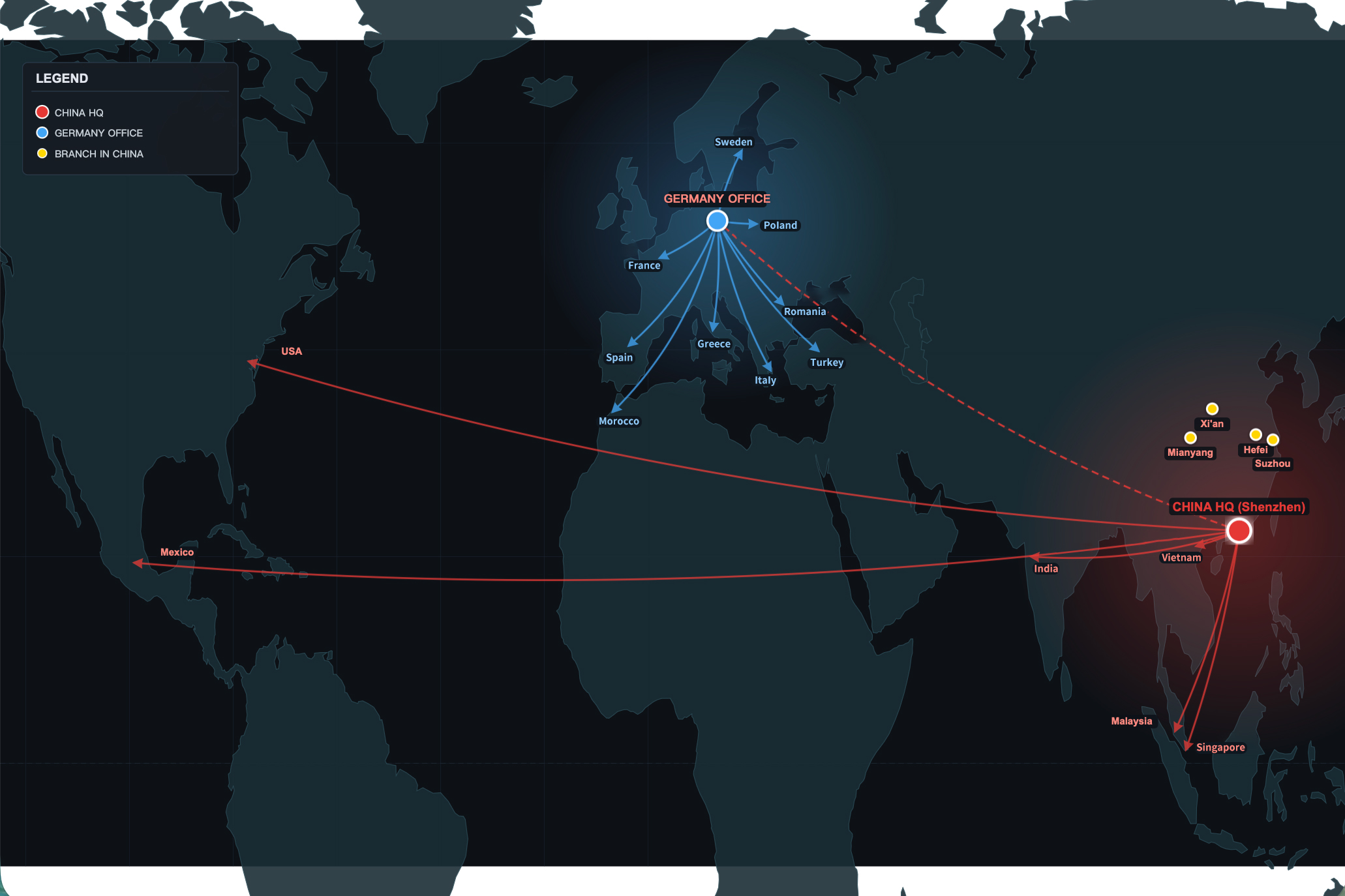 Friend global business and branch network map
